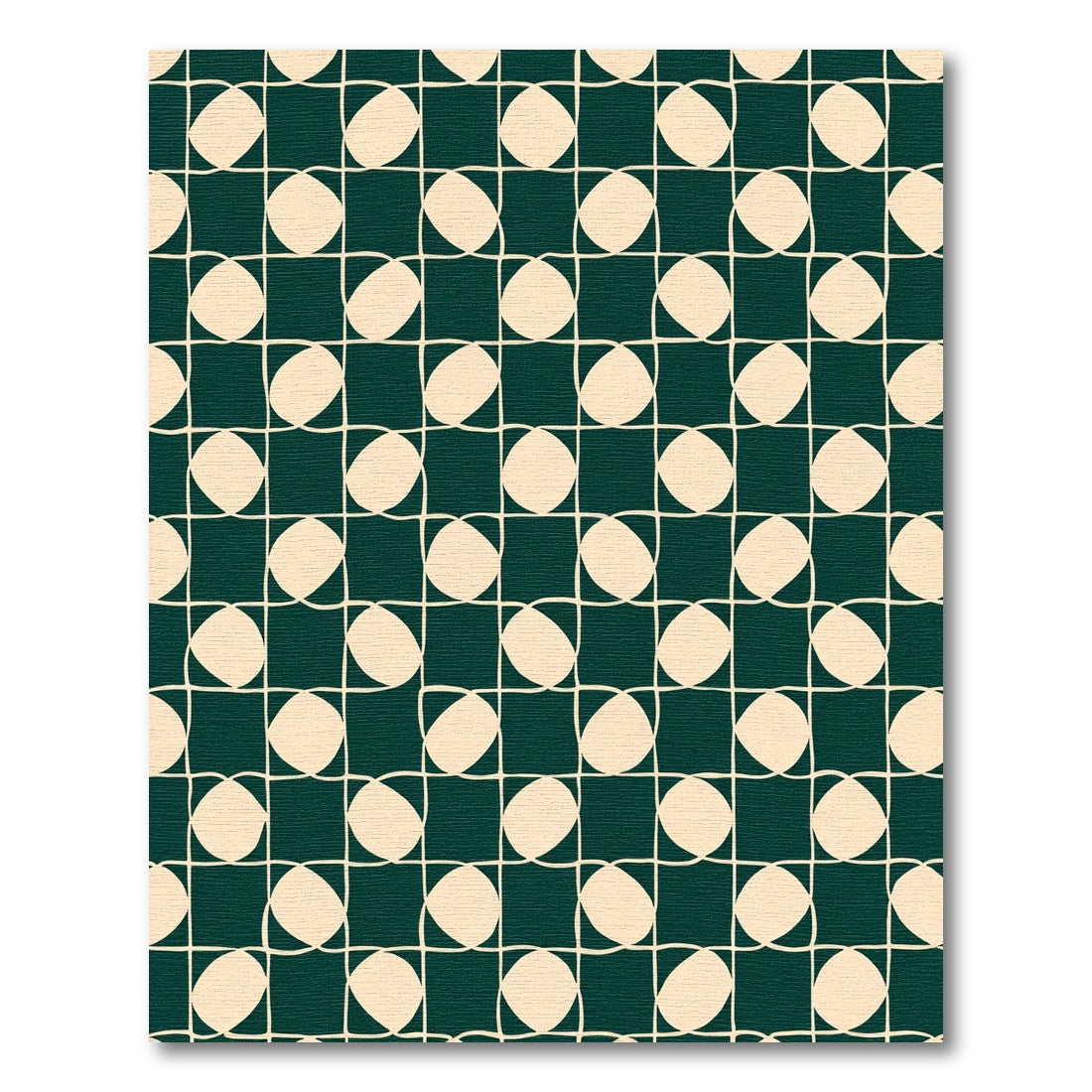 Deep Teal Cream Geo Circles Rug