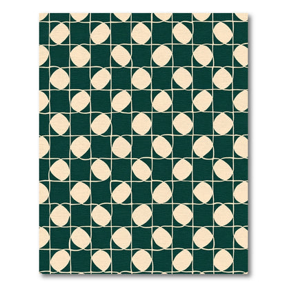 Deep Teal Cream Geo Circles Rug