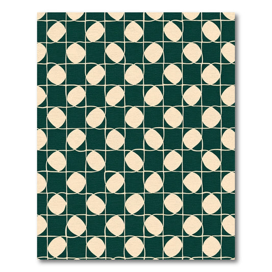Deep Teal Cream Geo Circles Rug