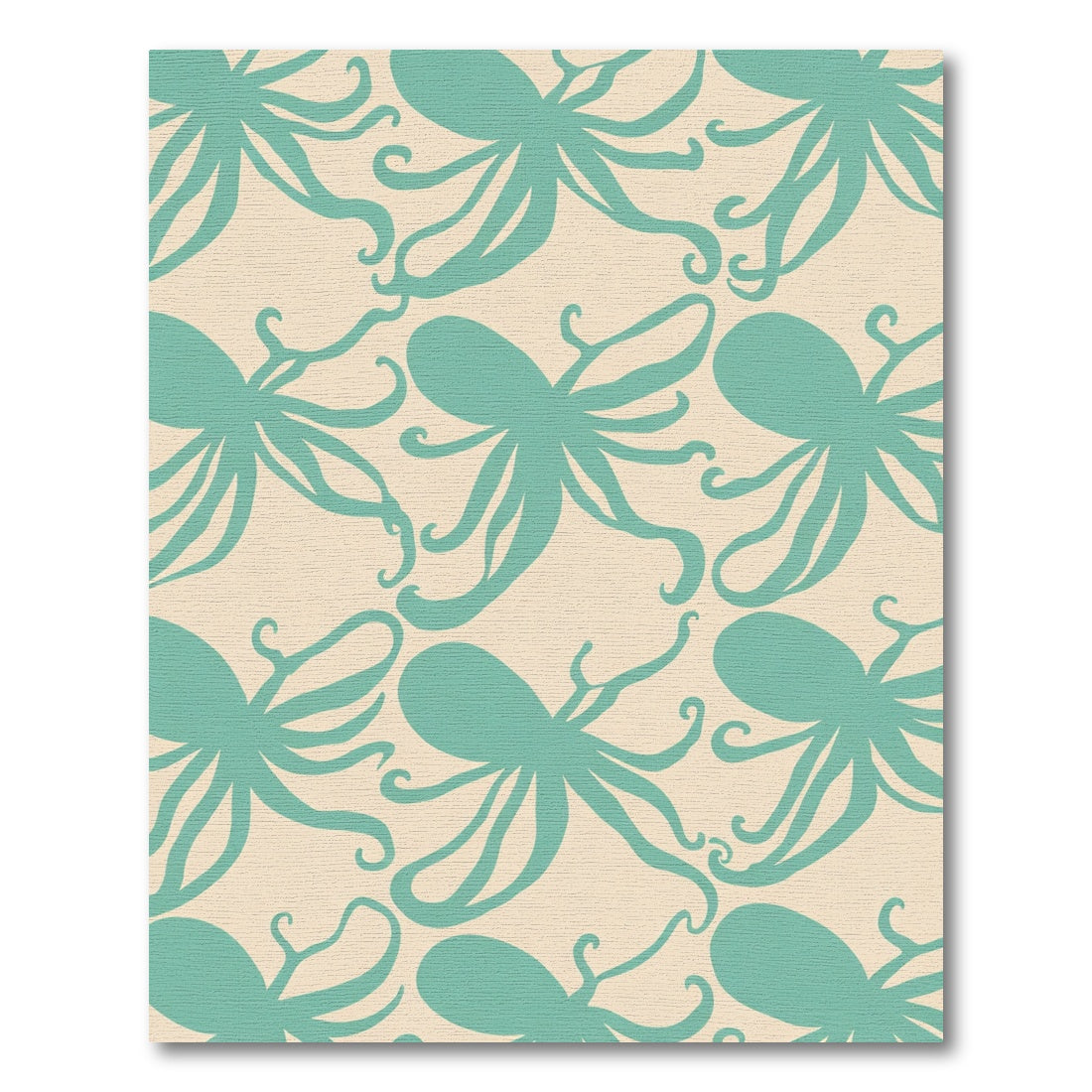 Teal Octopus In A Cream Field Rug