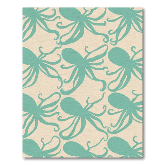 Teal Octopus In A Cream Field Rug