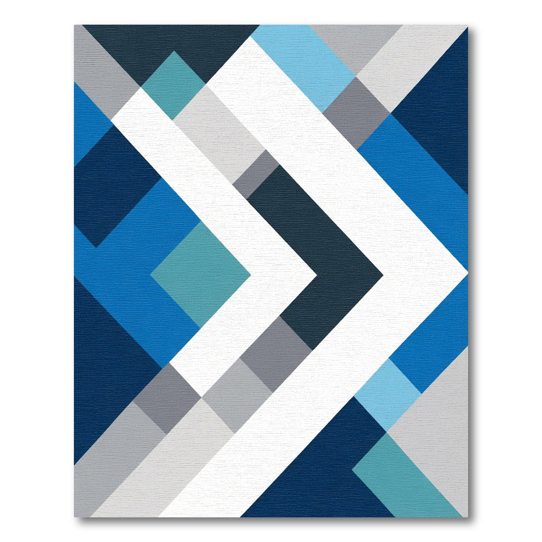 Modern Blue Geometric Chevron Rug