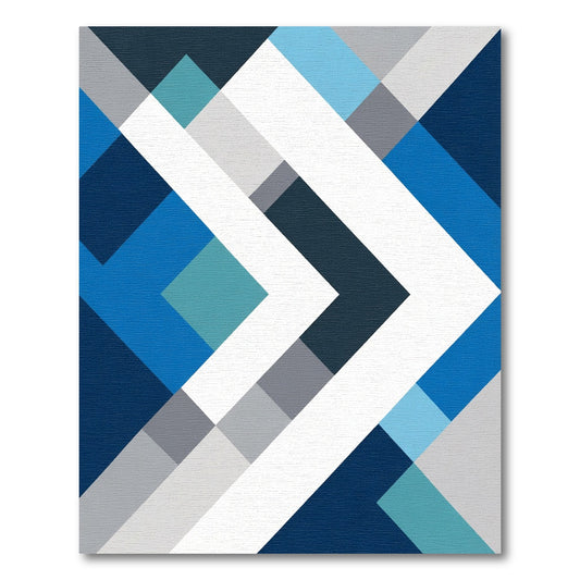 Modern Blue Geometric Chevron Rug