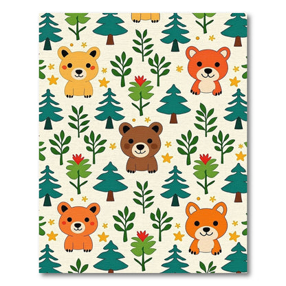 Cute Bear Forest Scene Rug