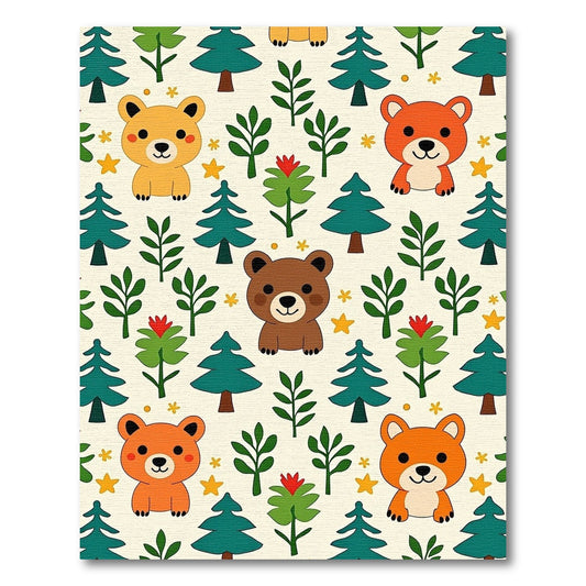 Cute Bear Forest Scene Rug