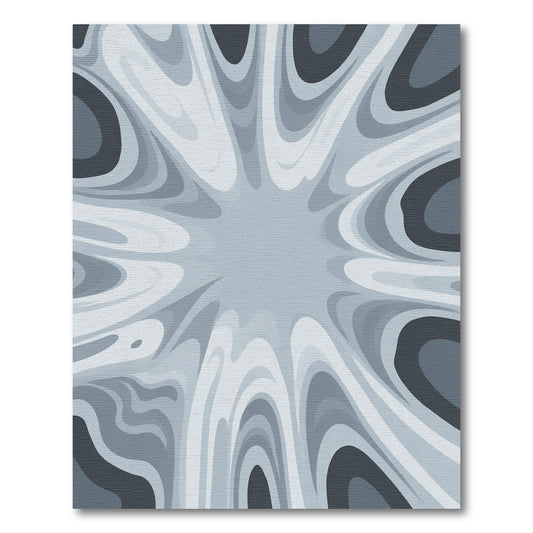 Cool Grey Swirl Layered Rug