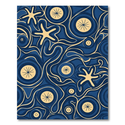 Celestial Blue And Gold Swirl Rug