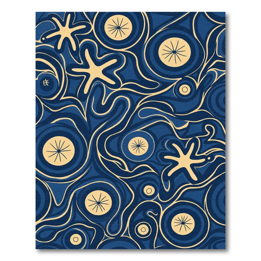 Celestial Blue And Gold Swirl Rug