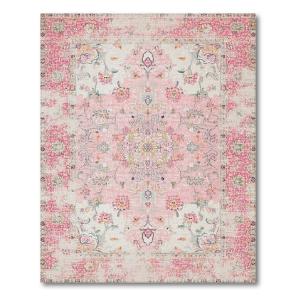 Pink Floral Vintage Washable No. 68 Area Rug