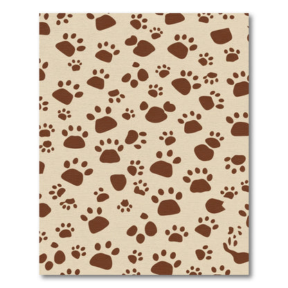 Brown Paw Prints All Over Rug