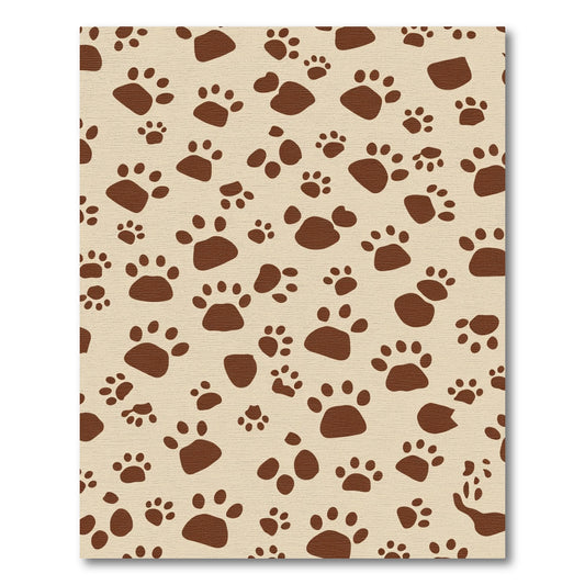 Brown Paw Prints All Over Rug