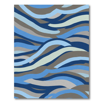 Oceanic Blue Abstract Wave Rug