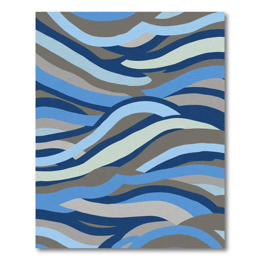 Oceanic Blue Abstract Wave Rug