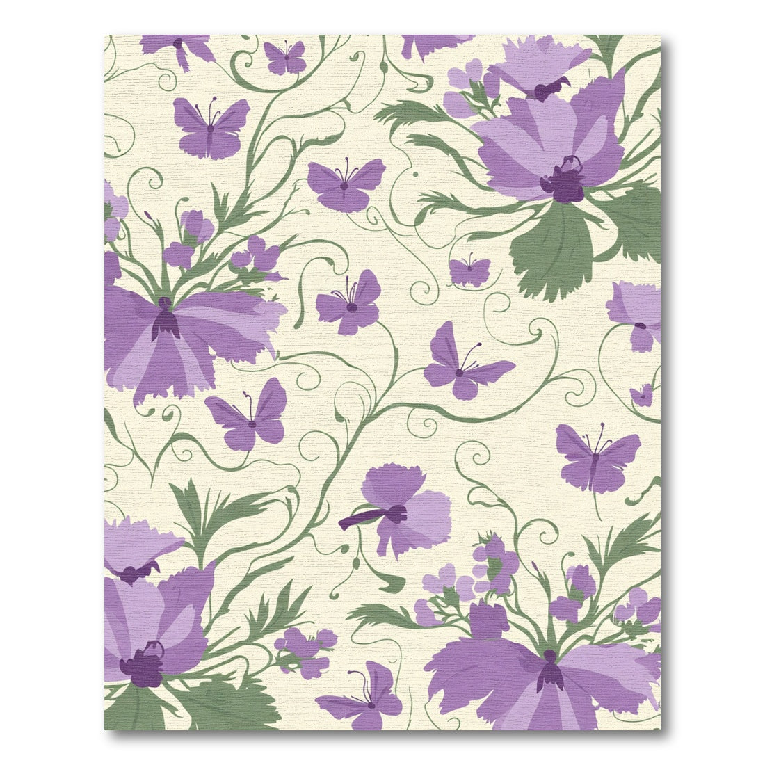 Purple Butterfly Floral Vine Composition Rug
