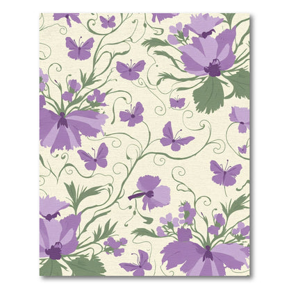 Purple Butterfly Floral Vine Composition Rug