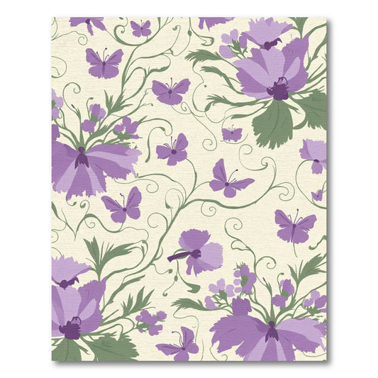 Purple Butterfly Floral Vine Composition Rug