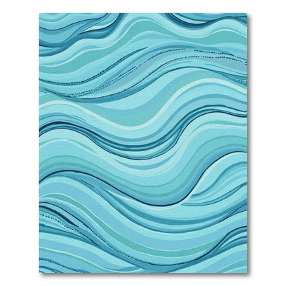 Aqua Blue Wavy Stripe Harmony Rug