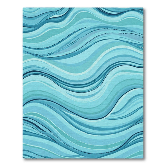 Aqua Blue Wavy Stripe Harmony Rug