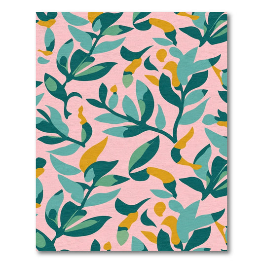 Teal Leafy Branch Gold Accents Rug