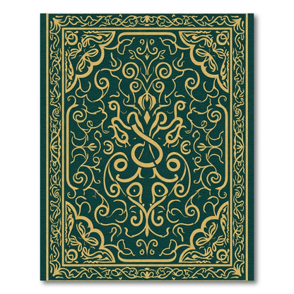 Deep Green and Gold Filigree Medallion Rug