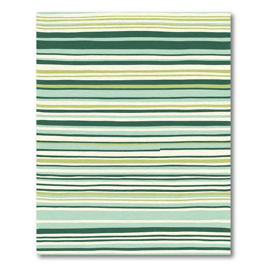 Green Blue Cream Striped Horizontal Lines Rug