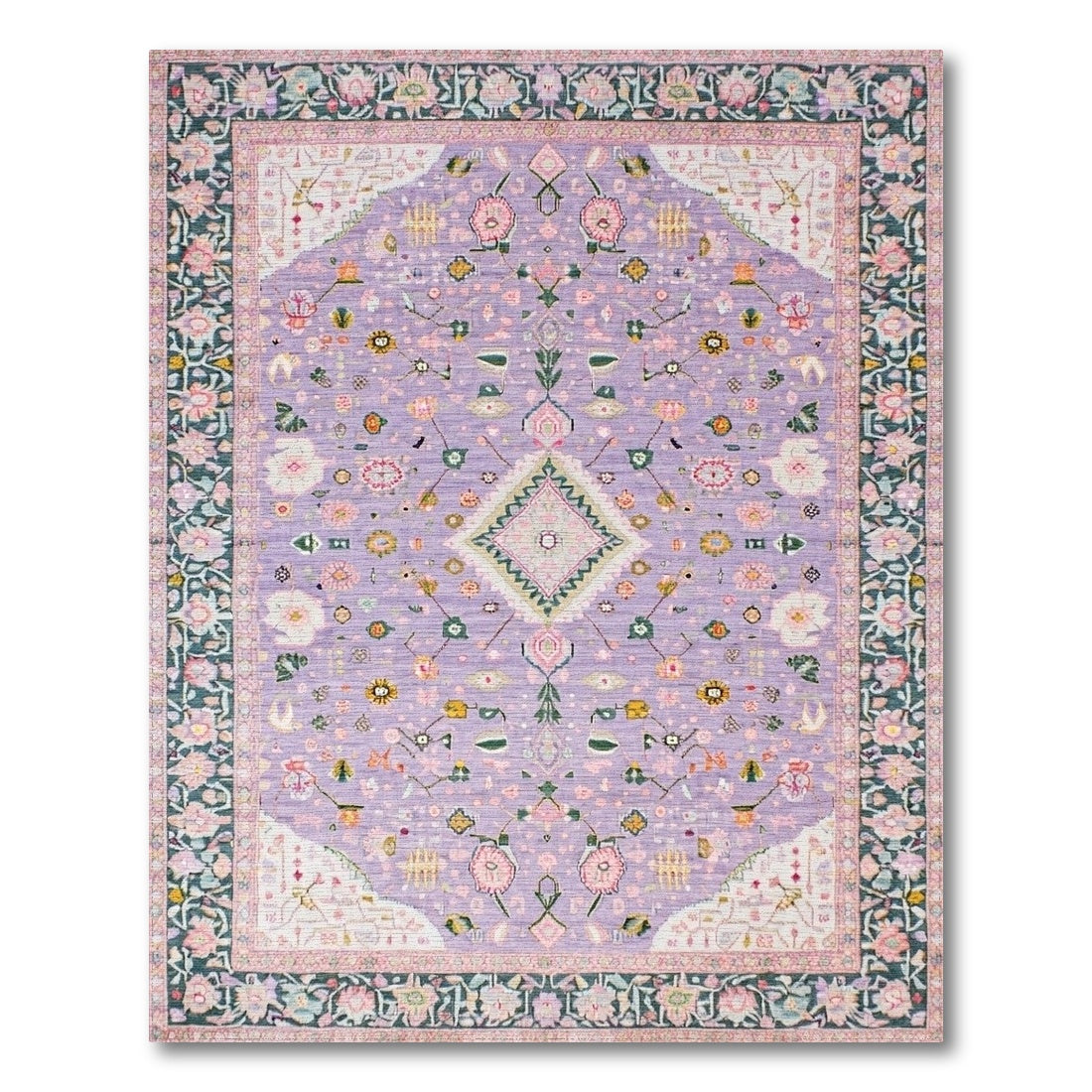 Purple Floral Persian Area Rug