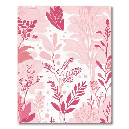 Pink Floral Botanical Garden Scene Rug