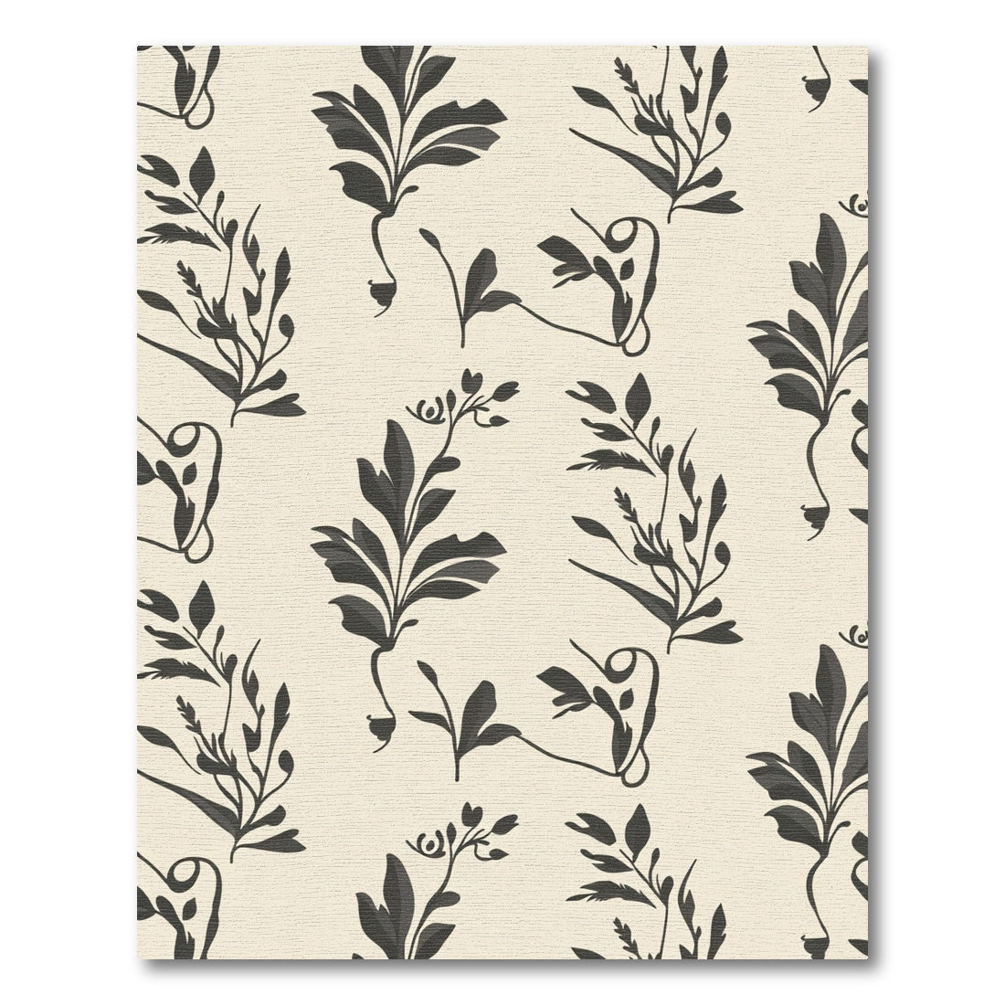 Cream Dark Botanical Vine Sprig Rug