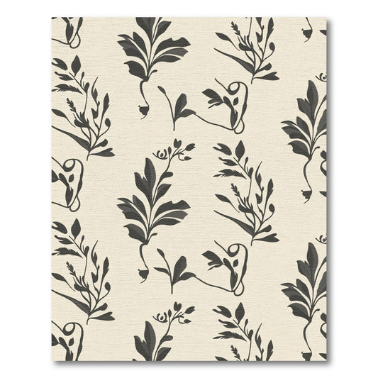 Cream Dark Botanical Vine Sprig Rug