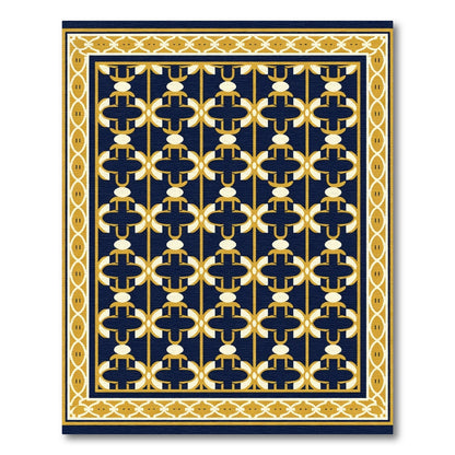 Navy Yellow Geometric Lattice Rug