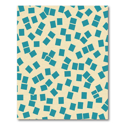 Teal Squares Scattered On Cream Background Rug