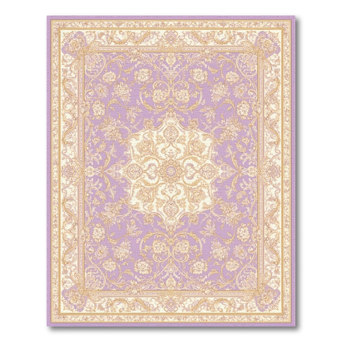 Traditional Persian Purple Gold Floral Persian Area Rug