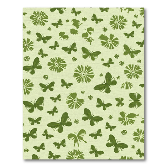 Whimsical Green Butterfly Bloom Garden Rug