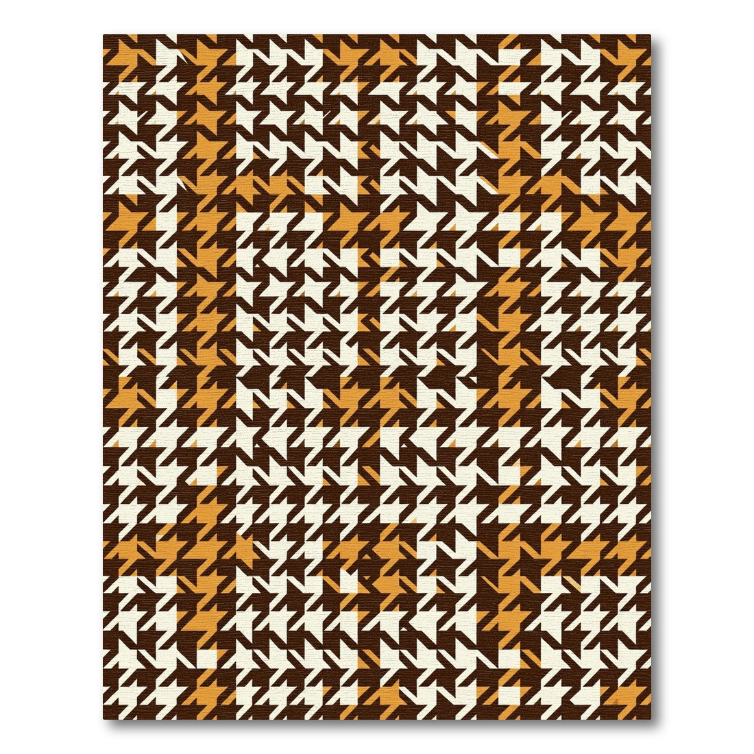 Brown Gold White Houndstooth Check Rug
