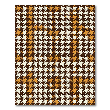 Brown Gold White Houndstooth Check Rug
