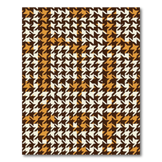 Brown Gold White Houndstooth Check Rug