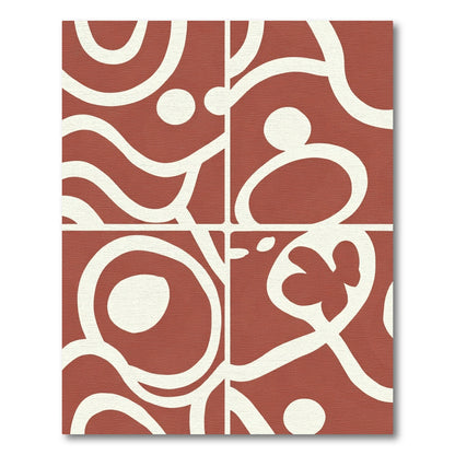 Terracotta White Abstract Organic Swirl Rug