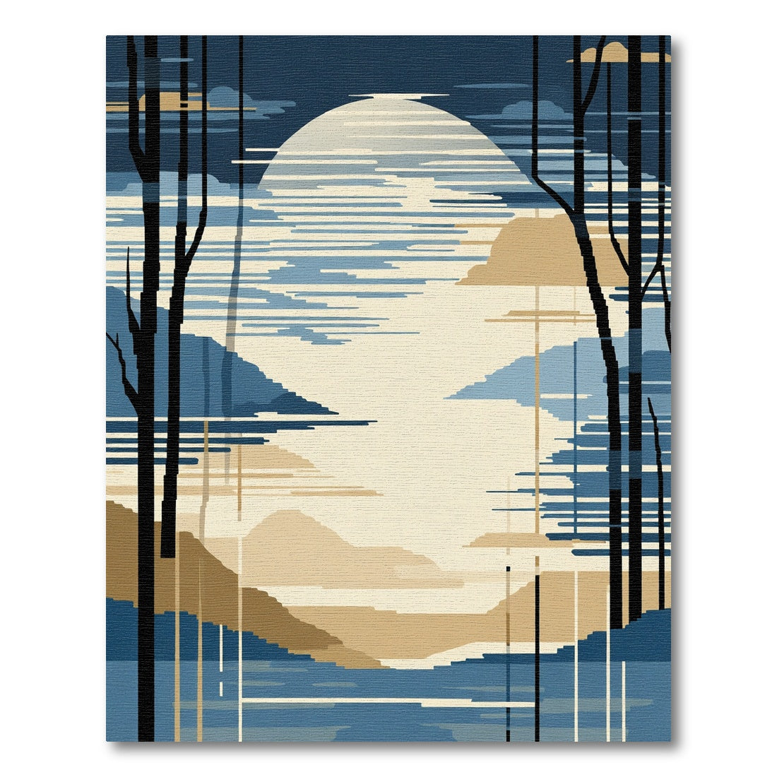Serene Midnight Moon Landscape Rug