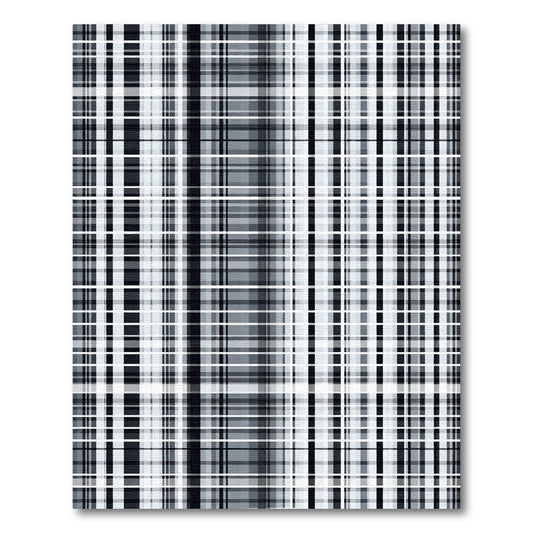 Monochromatic Grayscale Plaid Stripe Rug