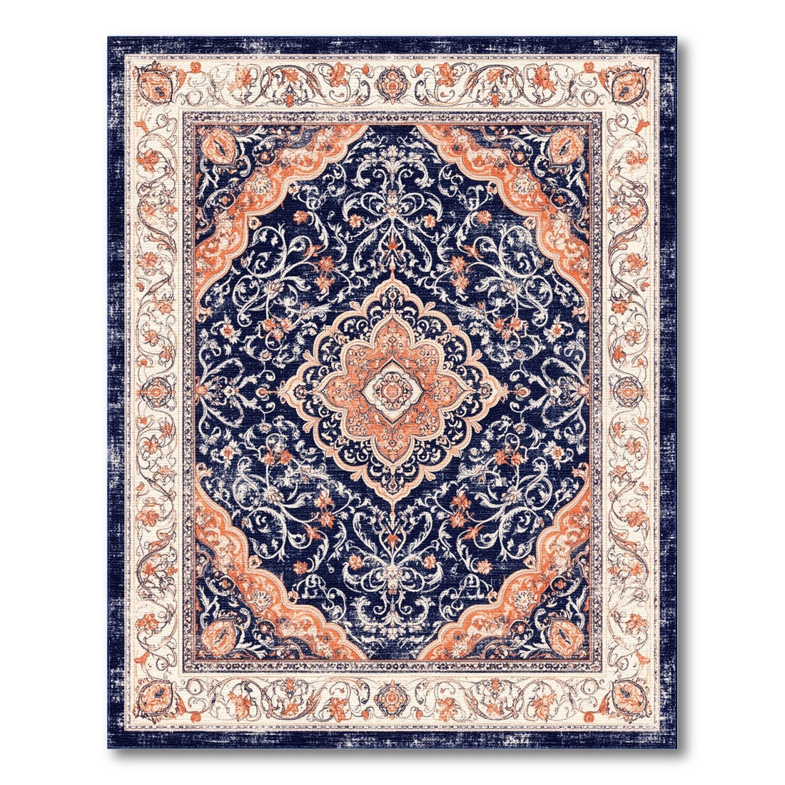 Navy Floral Blue and Teal Navy Blue Persian Floral Medallion Area Rug