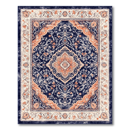 Navy Floral Blue and Teal Navy Blue Persian Floral Medallion Area Rug