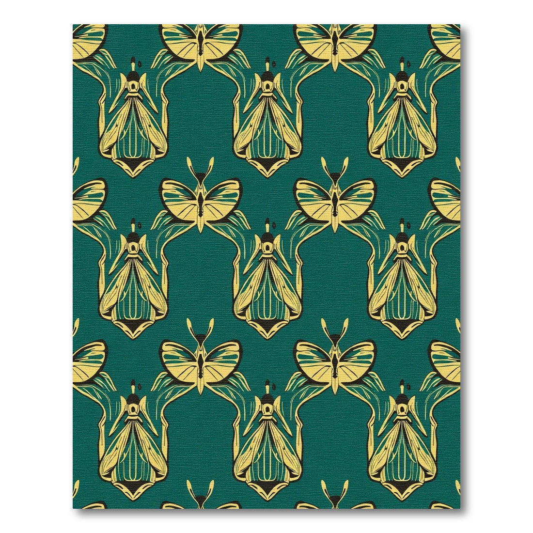 Art Nouveau Teal Gold Butterfly Rug