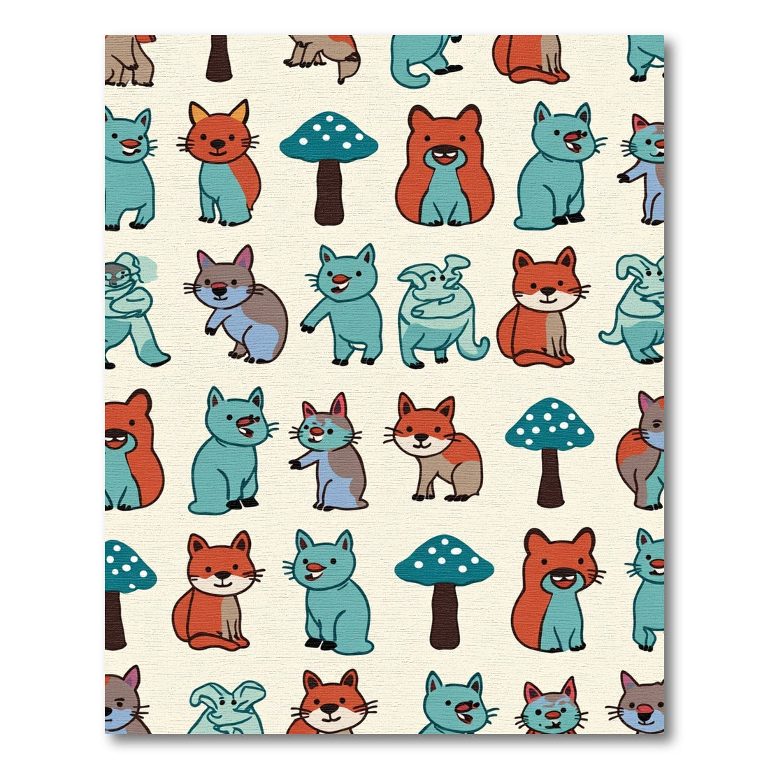 Whimsical Woodland Creatures Mushroom Companions Rug