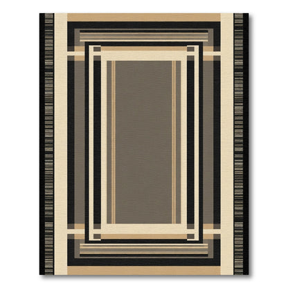 Earthy Earthy Geometric Rectangular Border Rug