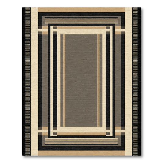 Earthy Earthy Geometric Rectangular Border Rug