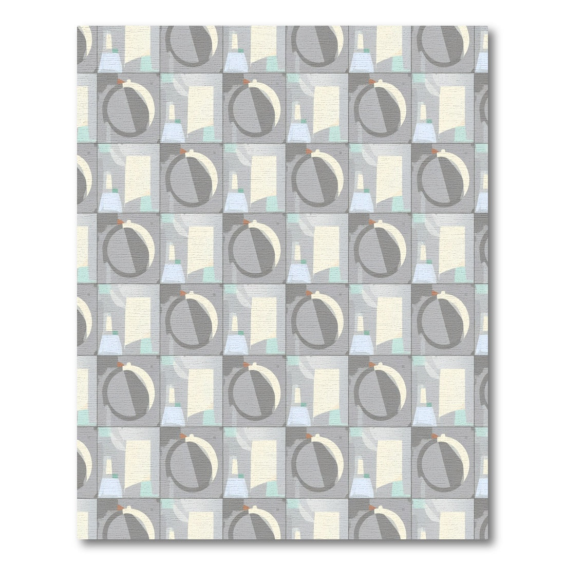 Geometric Gray Ivory Abstract Squares Rug