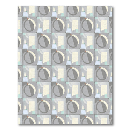 Geometric Gray Ivory Abstract Squares Rug