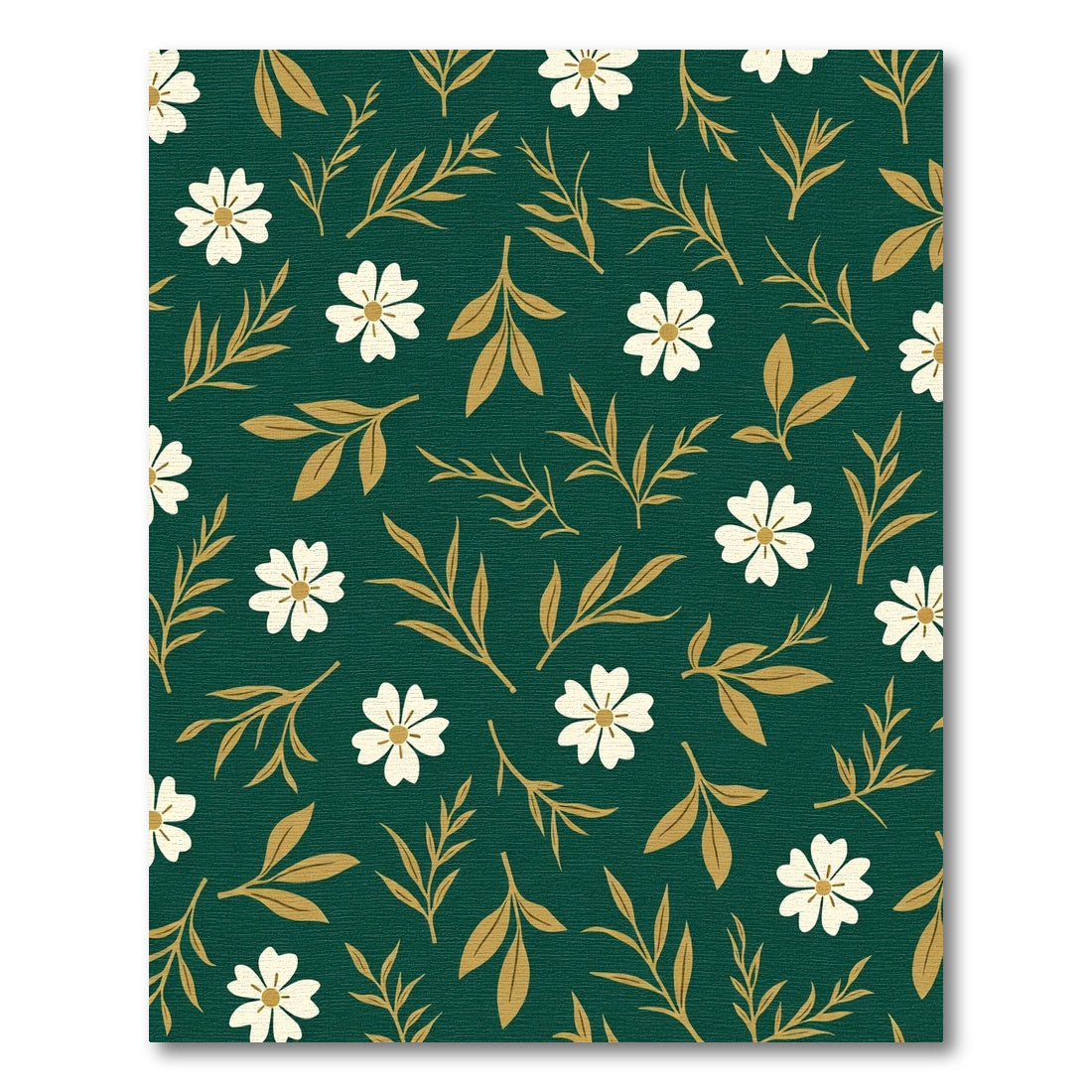 Emerald Green White Floral Branch Rug