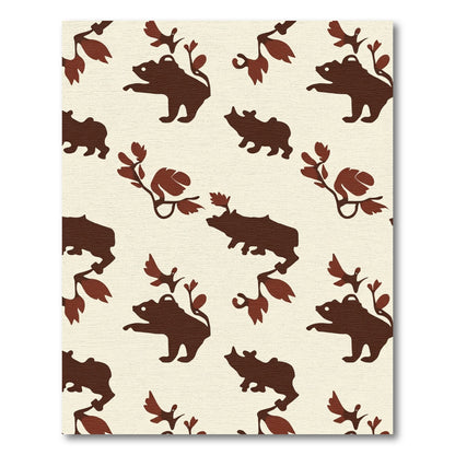Rustic Brown Bear Foliage Composition Rug