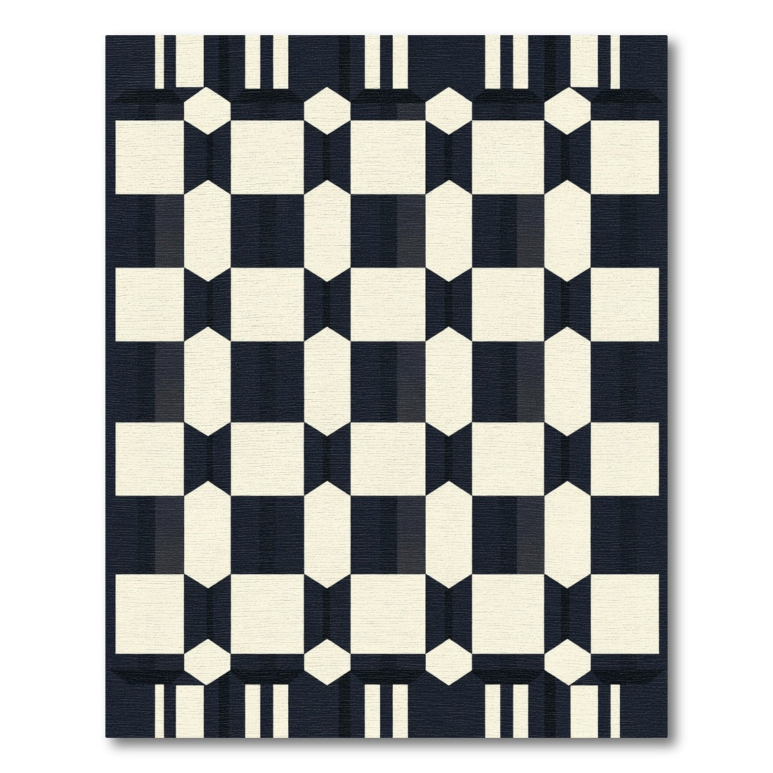 Retro Black White Geometric Chessboard Rug